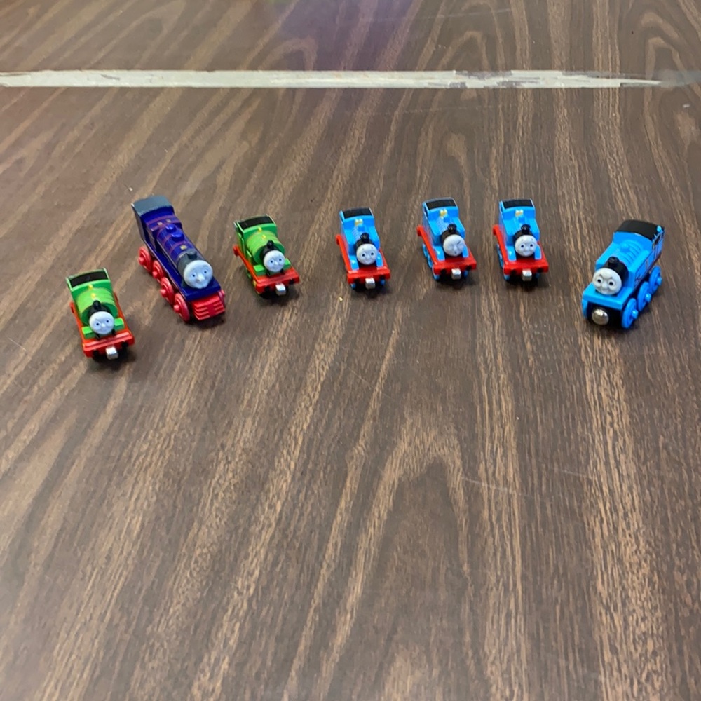 Thomas , Percy and Hank train pieces